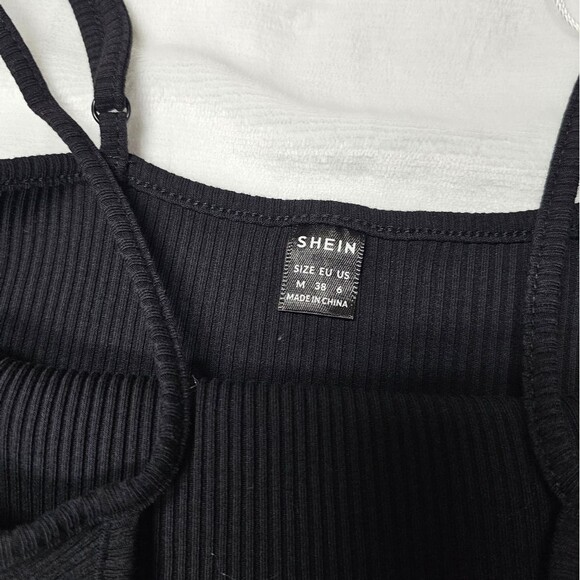 Colorblock Stripes Romper Black White Straps Goth Punk Beetlejuice Alternative M - Picture 12 of 14